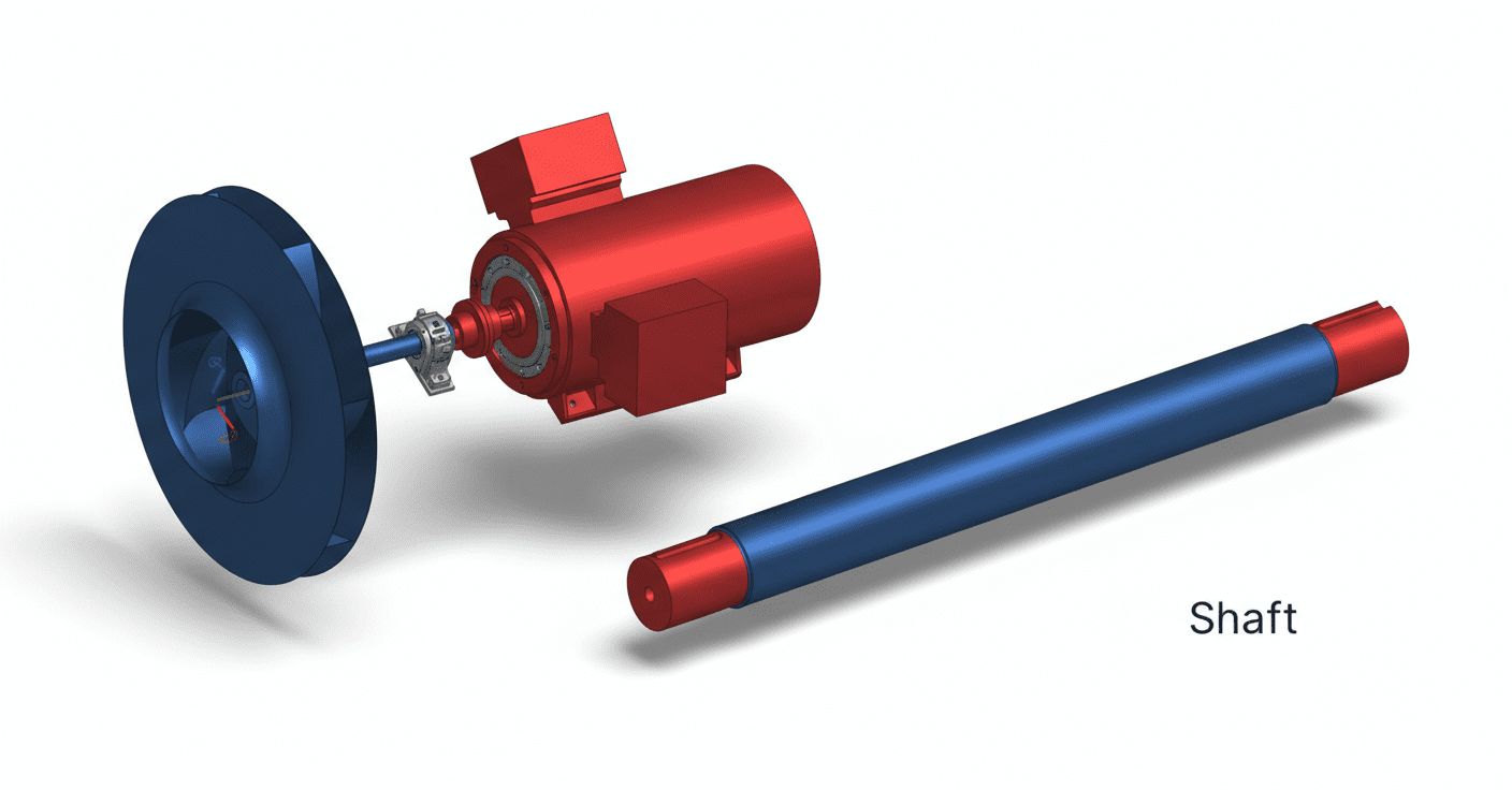 Shaft and Connecting Assembly CAD Model for blower citiusKBE
